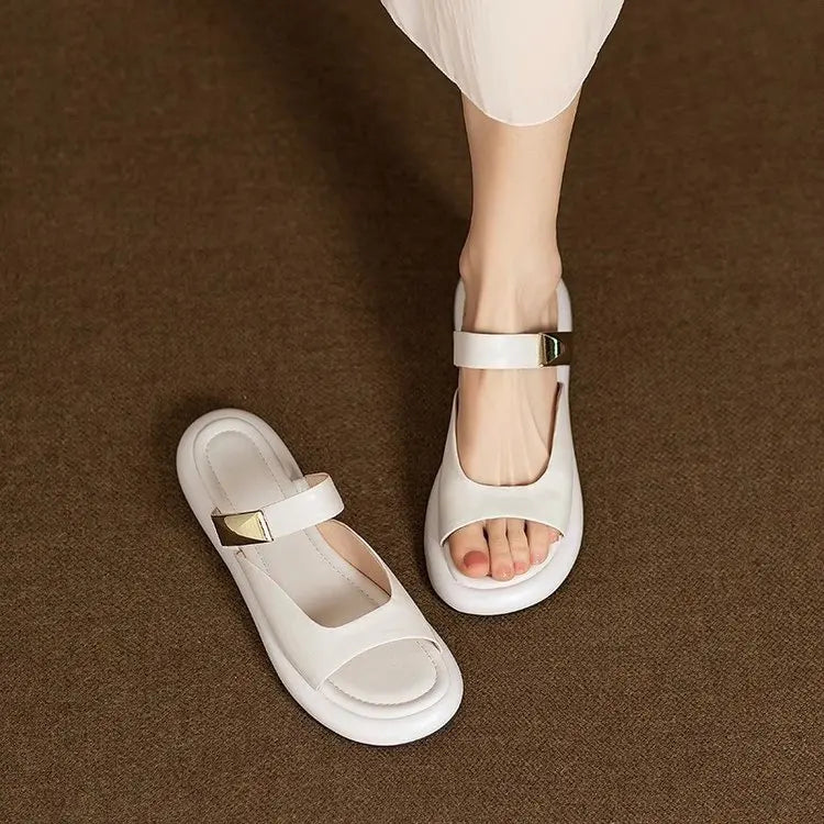 Women Minimalist White Slide Sandals