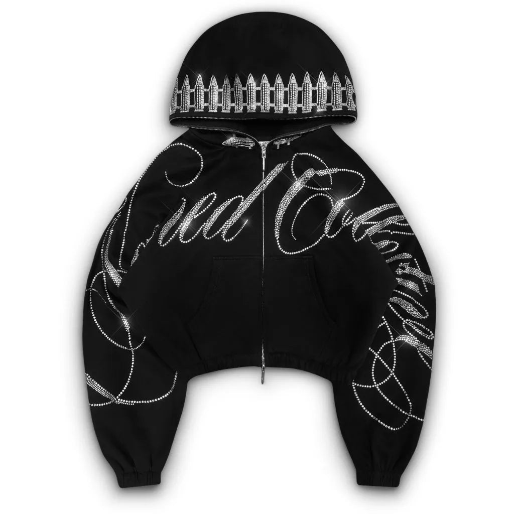 Rhinestone Cropped Hoodie