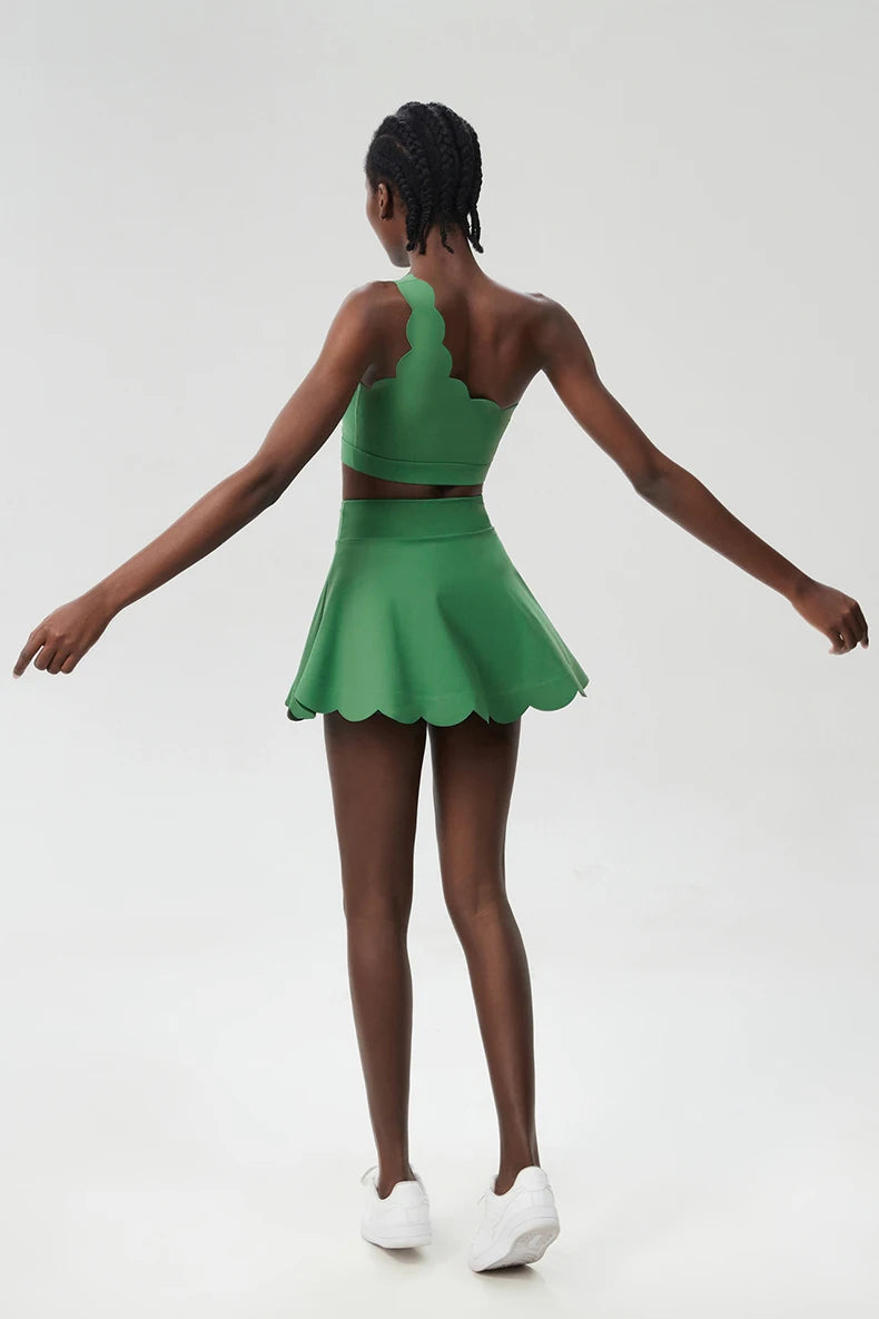 طقم تنورة تنس لياقة بدنية للنساء مكون من 3 قطع