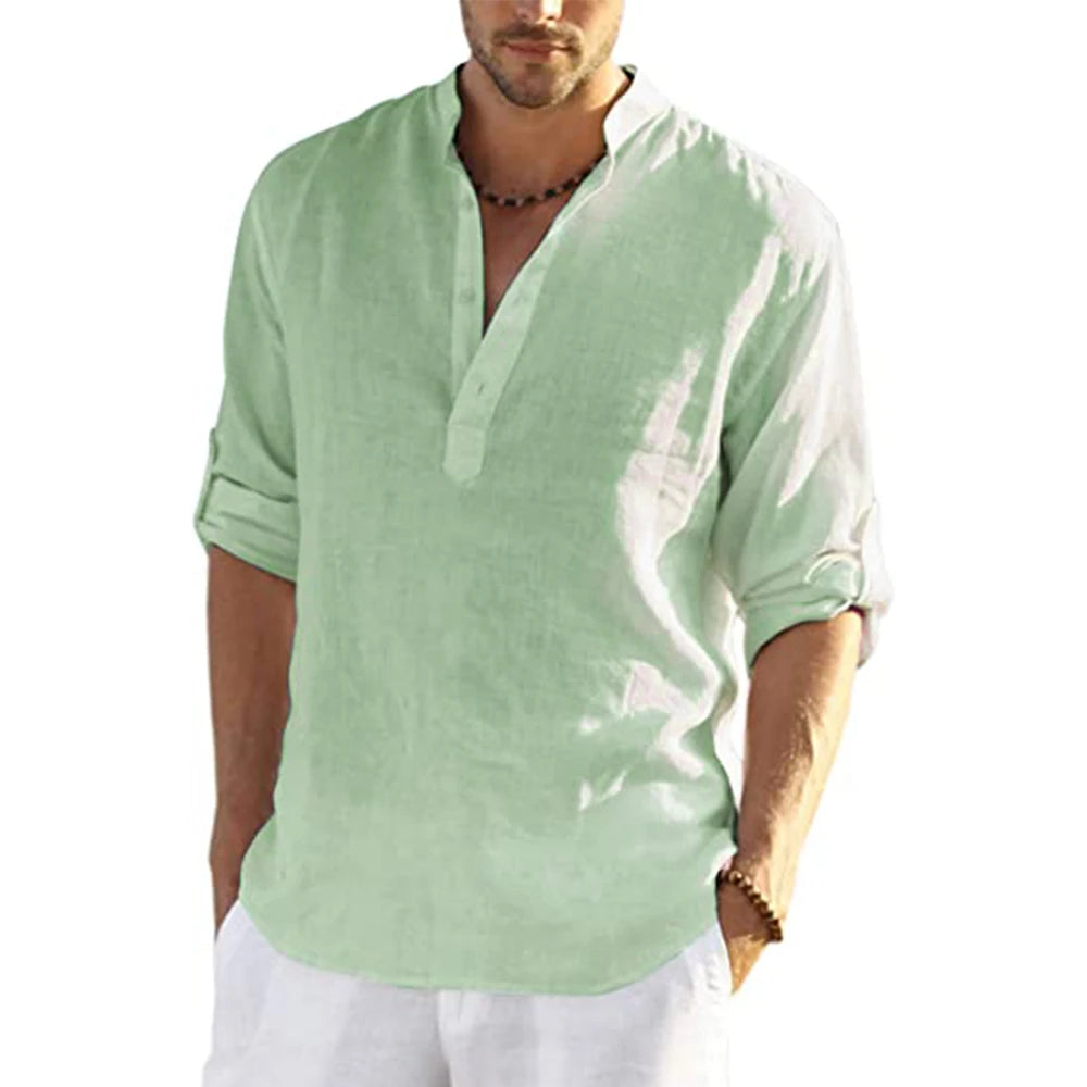 Men Linen Casual Blouse