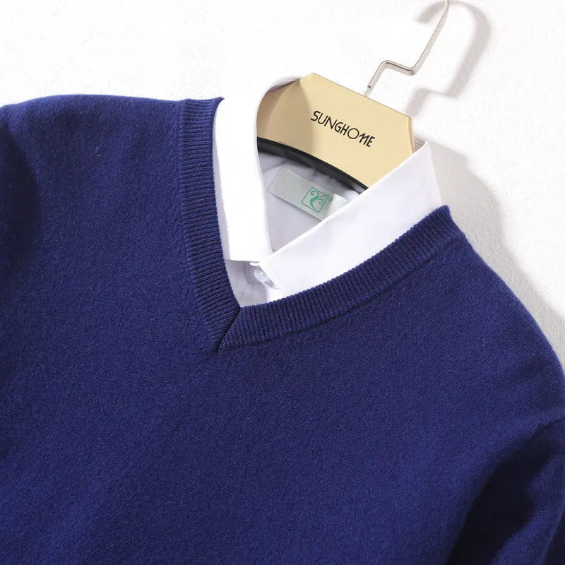 Men's Plus Size Cashmere V-Neck Sweater