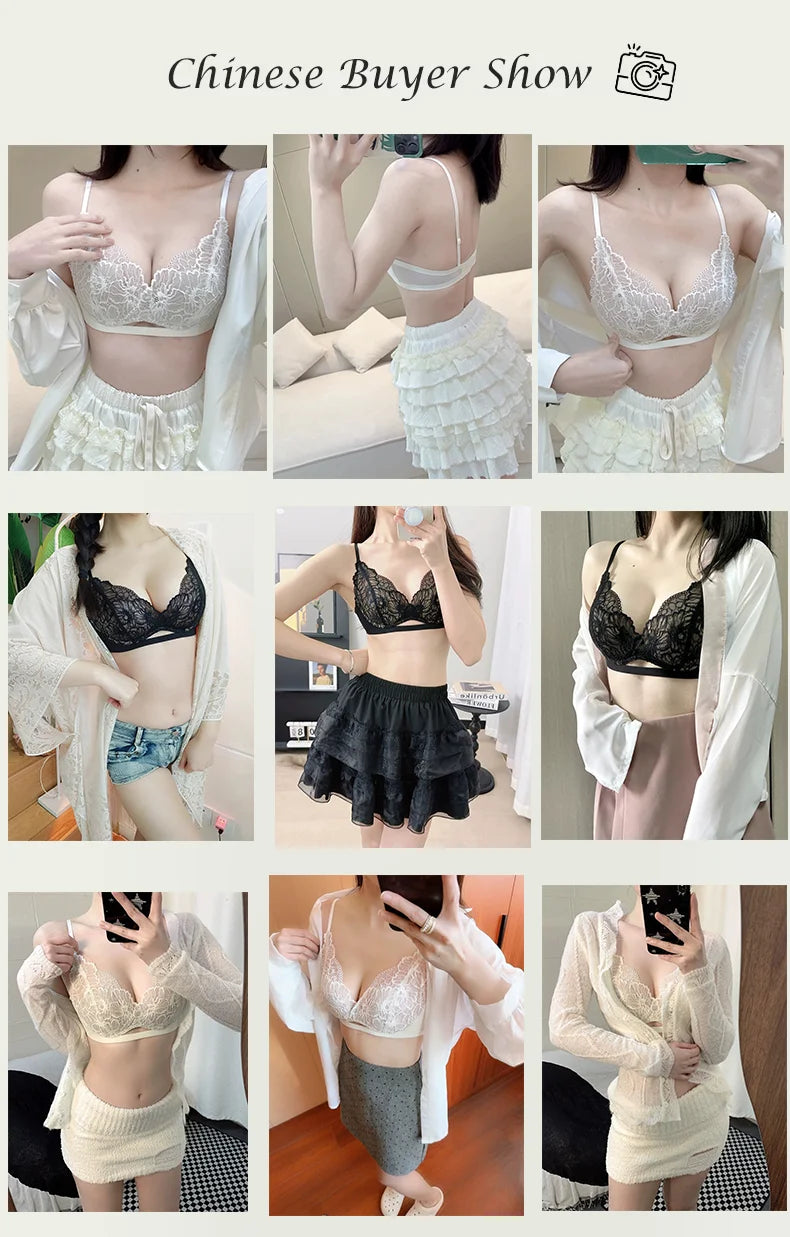 Women Wireless Lace Bra Set