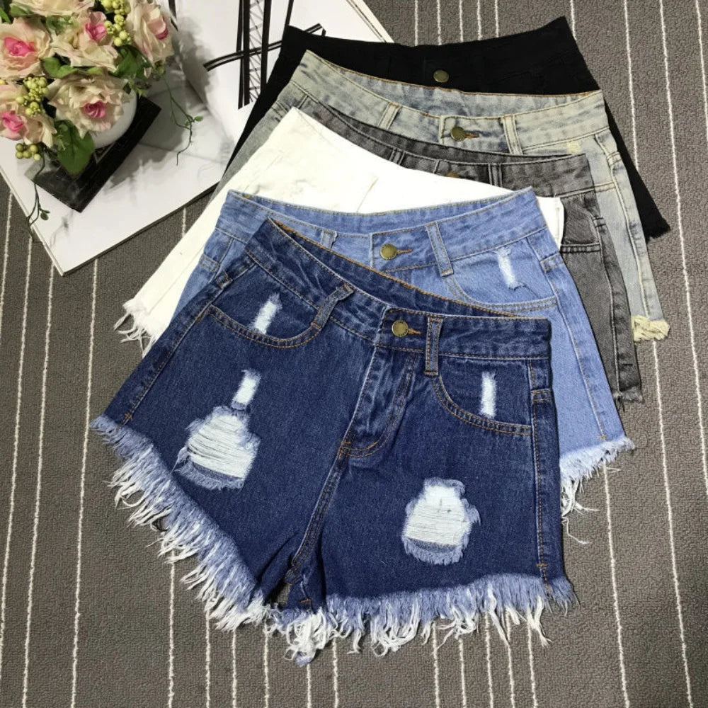 High Waist A-Line Denim Shorts for Women | Y2K Fashion