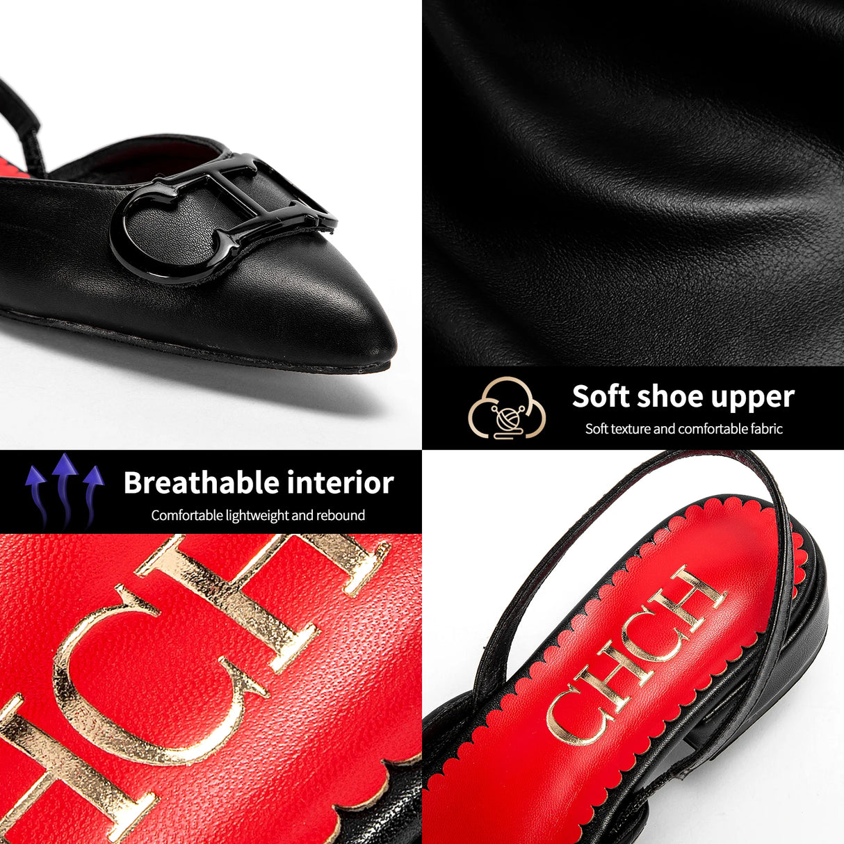 حذاء باليه مسطح نسائي من الجلد سهل الارتداء مع عقدة فيونكة