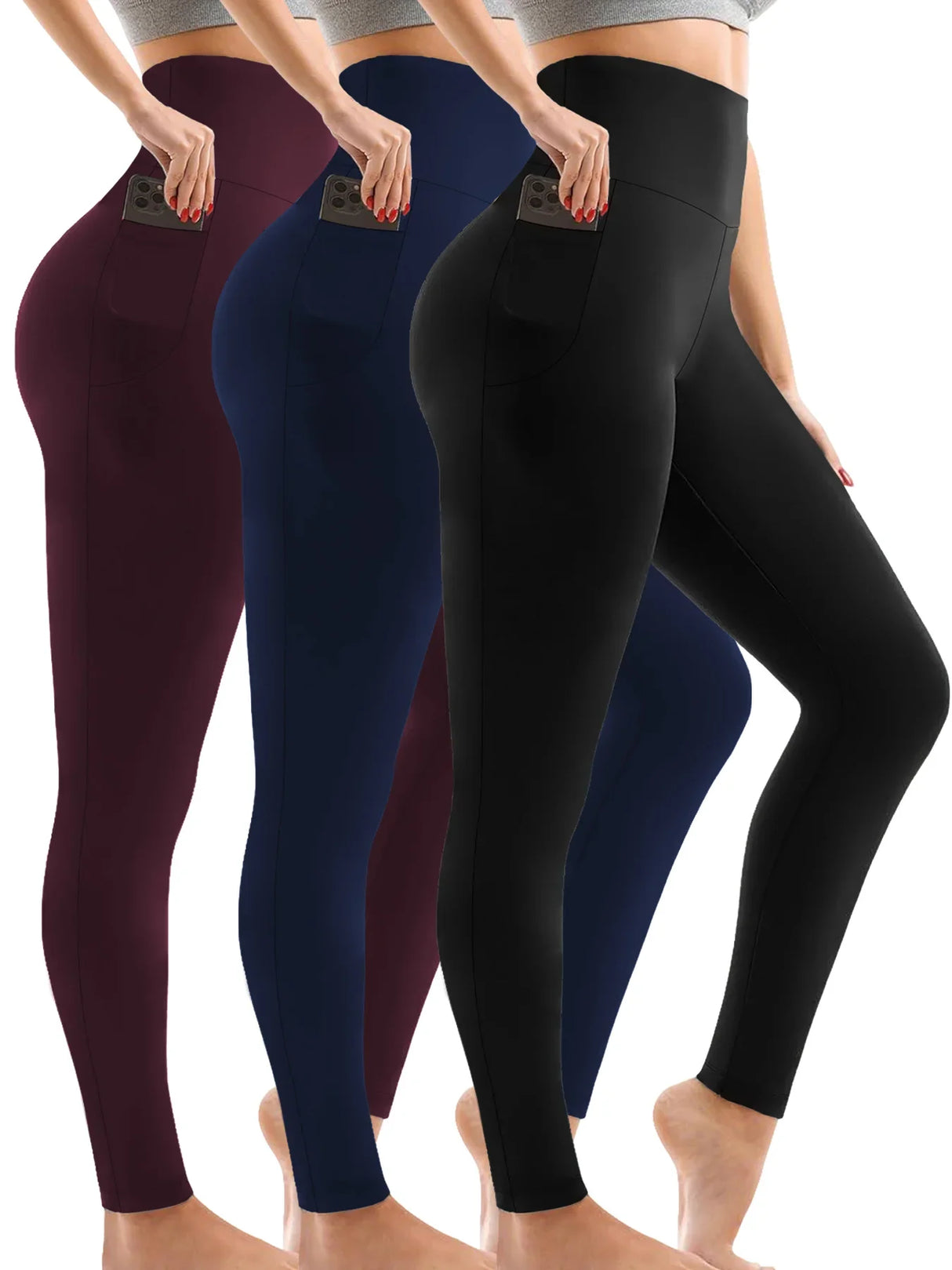 3-Pack Super Soft Women's Yoga Leggings – High Waisted Tummy Control Pants