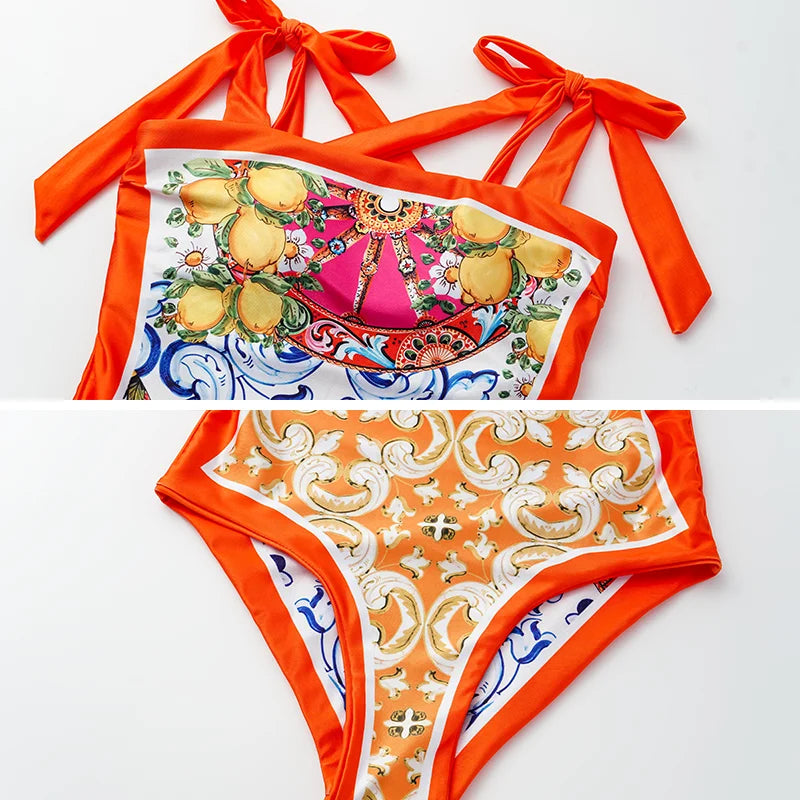 Vintage Print One Piece