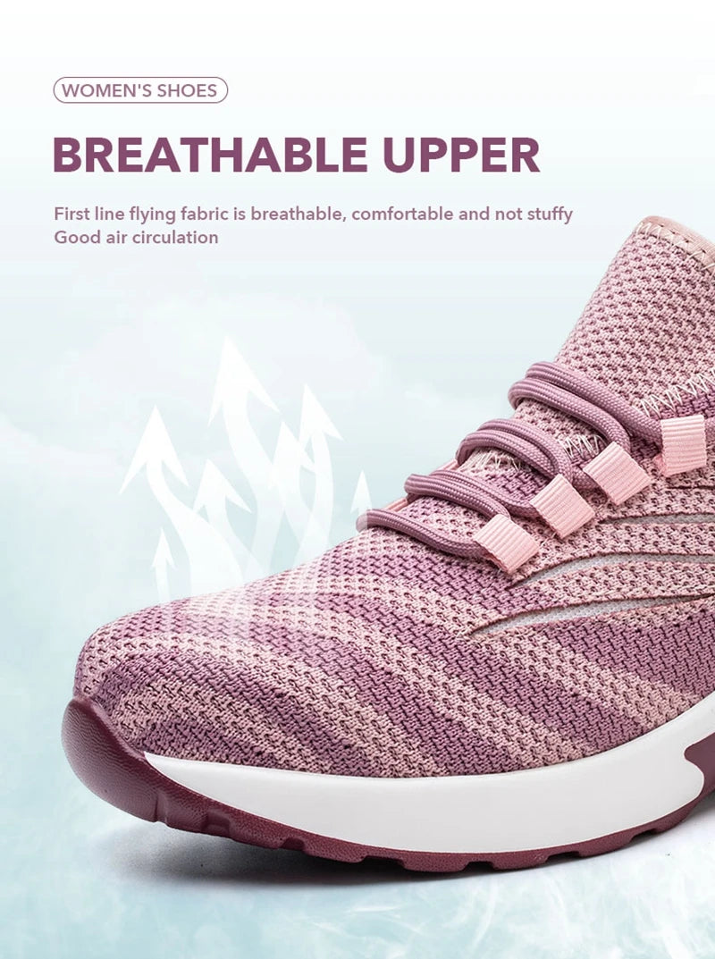 أحذية أمان نسائية وردية اللون بمقدمة فولاذية