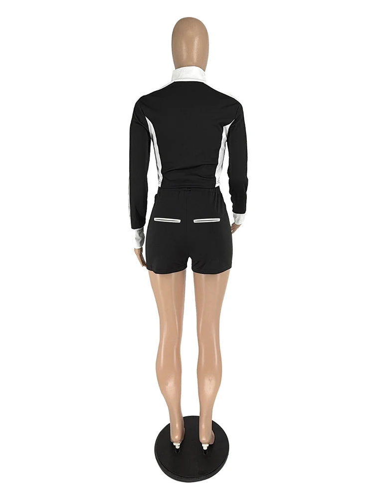 Colorblock Crop & Shorts Tracksuit