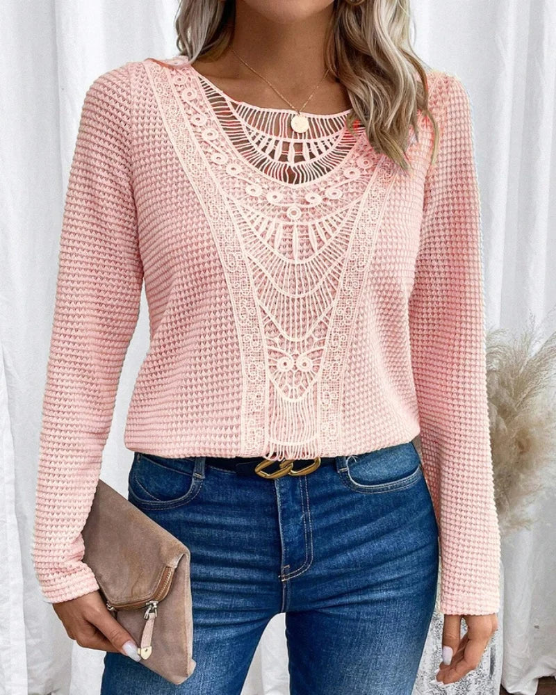Women Cut-Out Lace T-Shirt