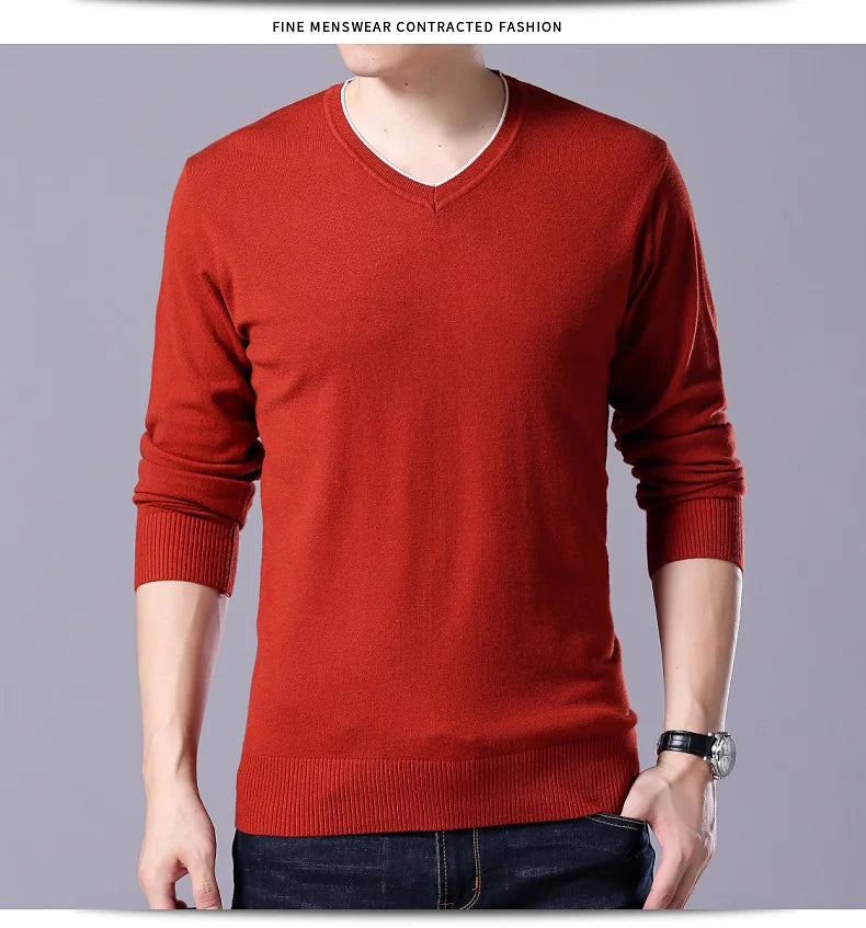 سترة رجالية محبوكة برقبة على شكل حرف V بمقاسات كبيرة