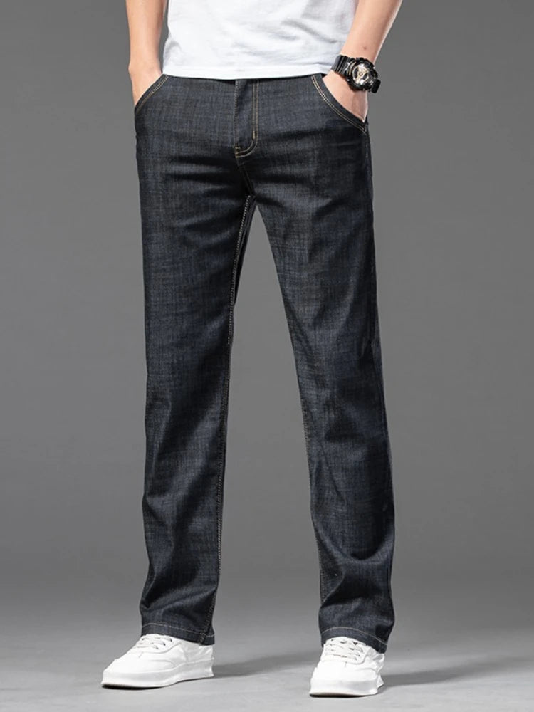 بنطلون جينز رجالي مستقيم بمقاسات كبيرة