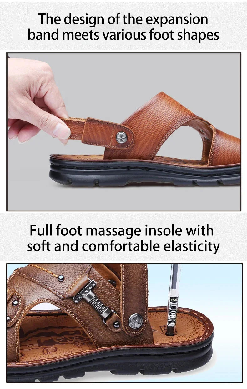 صنادل كاجوال جلدية للرجال بإبزيم