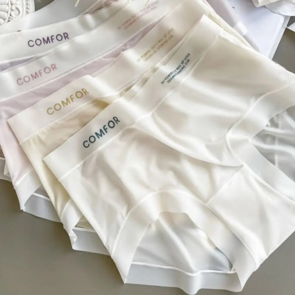 سراويل داخلية نسائية من الحرير الجليدي المكشكش