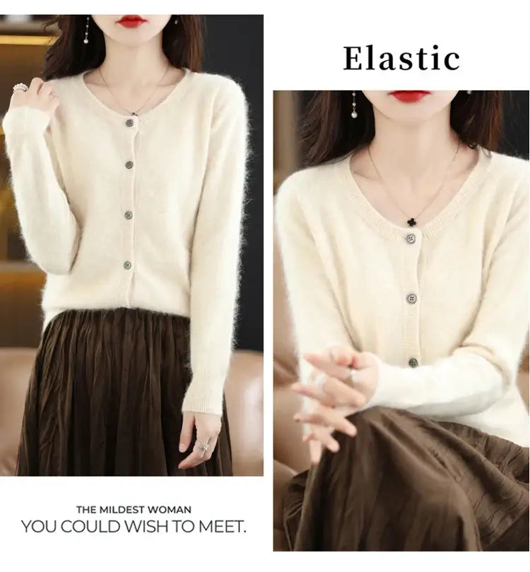 كارديجان نسائي من صوف المنك والكشمير