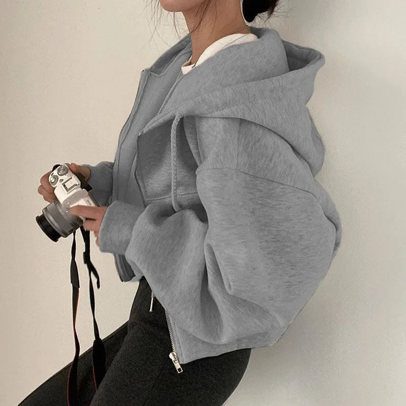 Women's Y2K Cropped Zip Hoodie