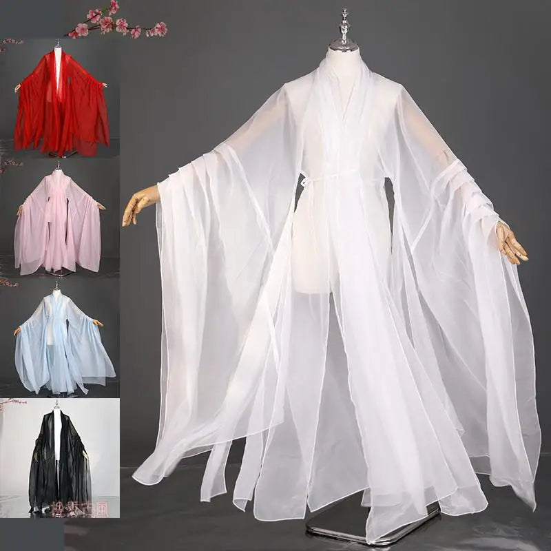 Women’s Classical Hanfu costume showcasing various colors and flowing design, perfect for stage performances.