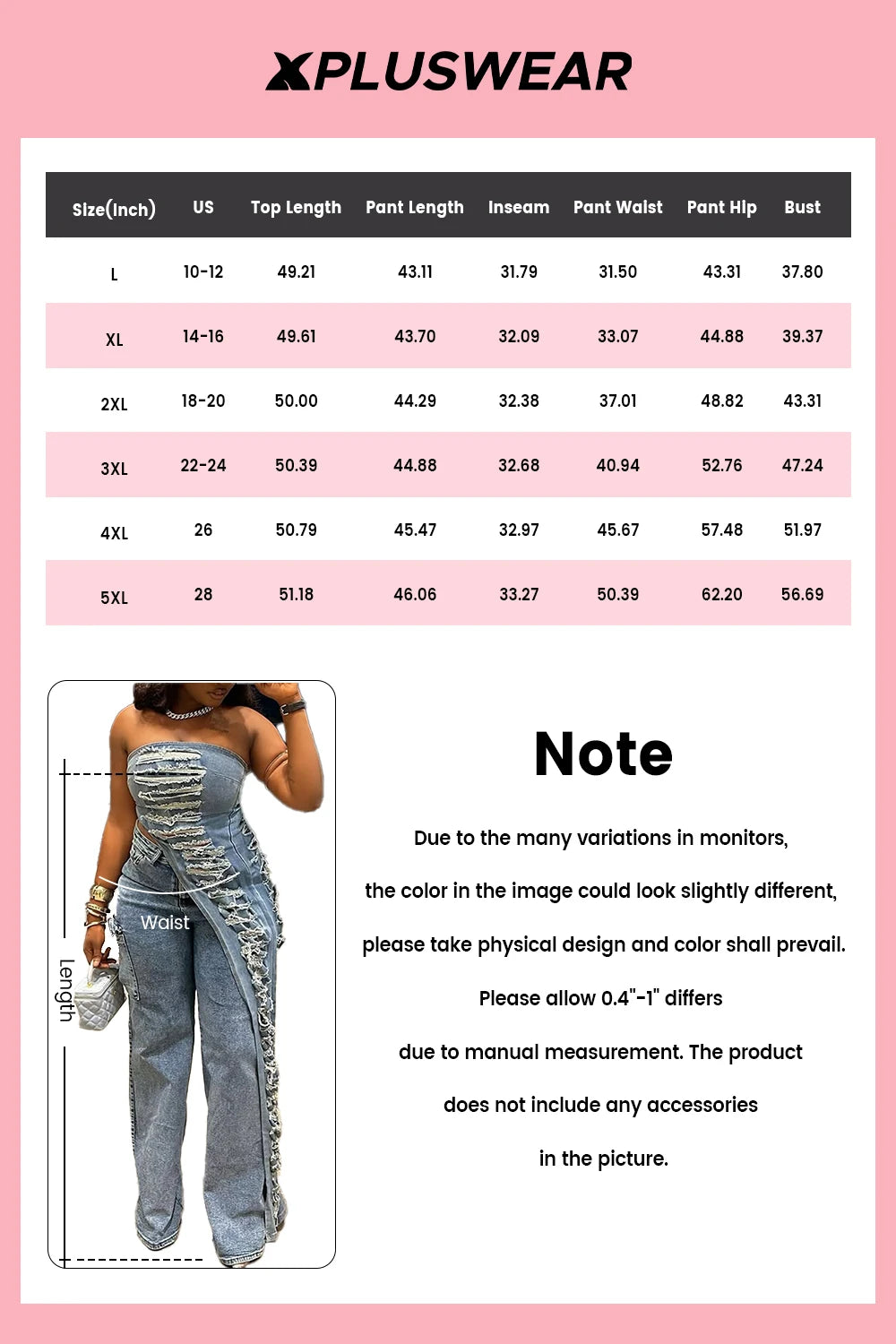 Distressed Denim Pant Set