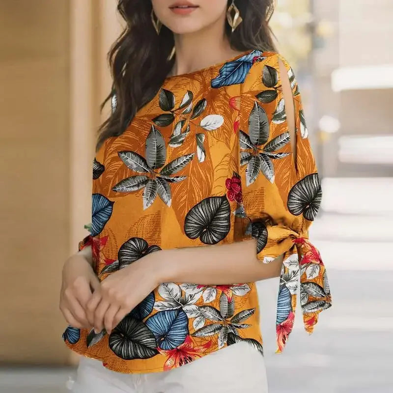 بلوزة تونيك كبيرة الحجم منقوش عليها نقاط بولكا للنساء