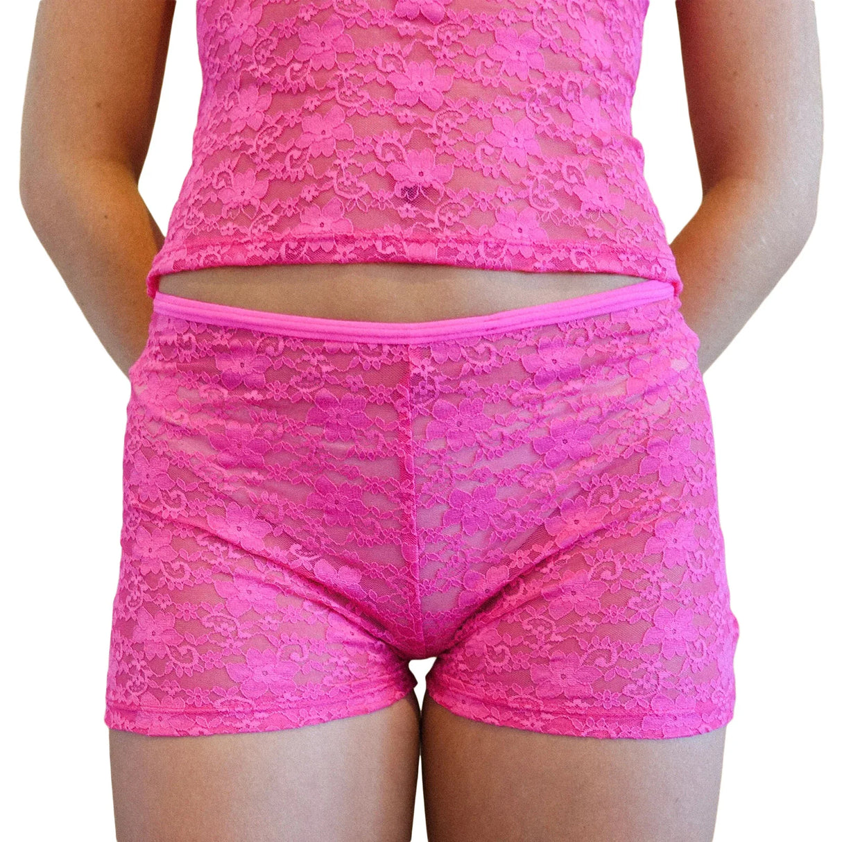 Women Lace Trim Soft Pajama Shorts
