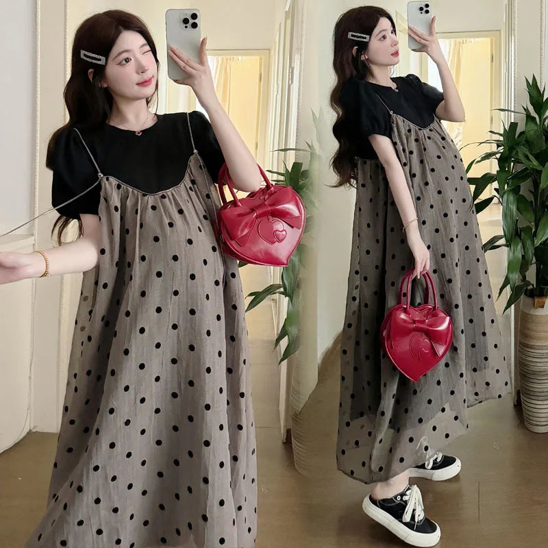 Summer Maternity Two-Piece Skirt Set