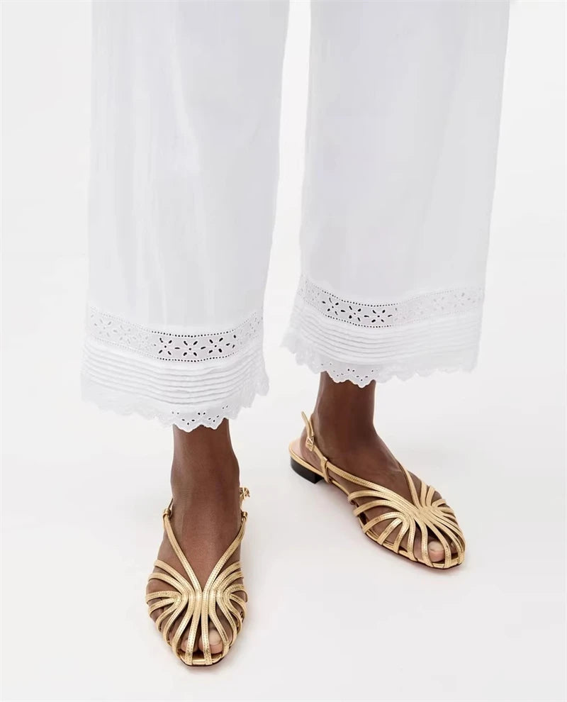 Women’s Plus Size Gold Gladiator Sandals
