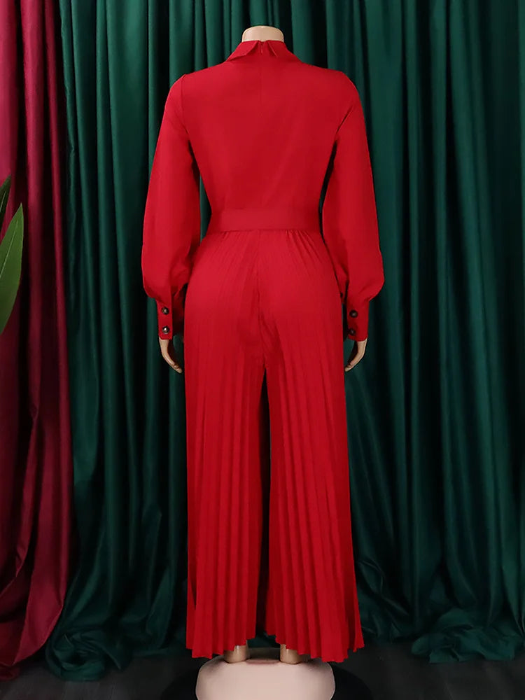 MaxiFit™ – Belted Button Maxi Office Jumpsuit (Work Chic, Waist-Defining & Longline)