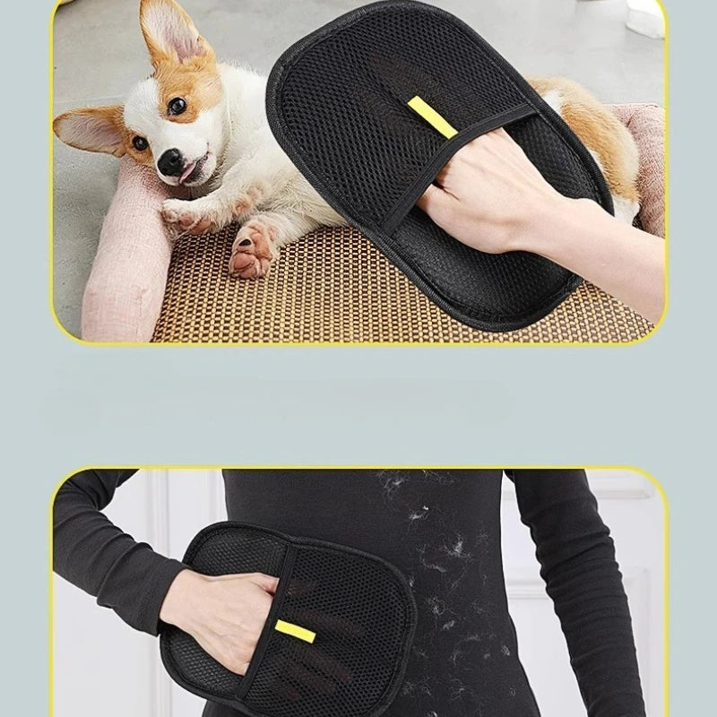 Portable Pet Hair Remover Gloves – Washable Grooming Gloves