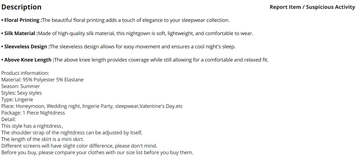 Women Floral Print Nightdress