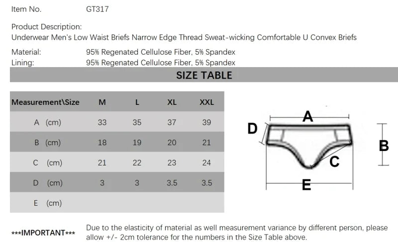 Men's Sexy Briefs – U Convex Single Layer