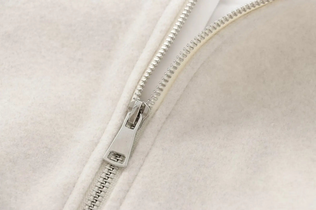 Women Red Zipper Bomber Jacket