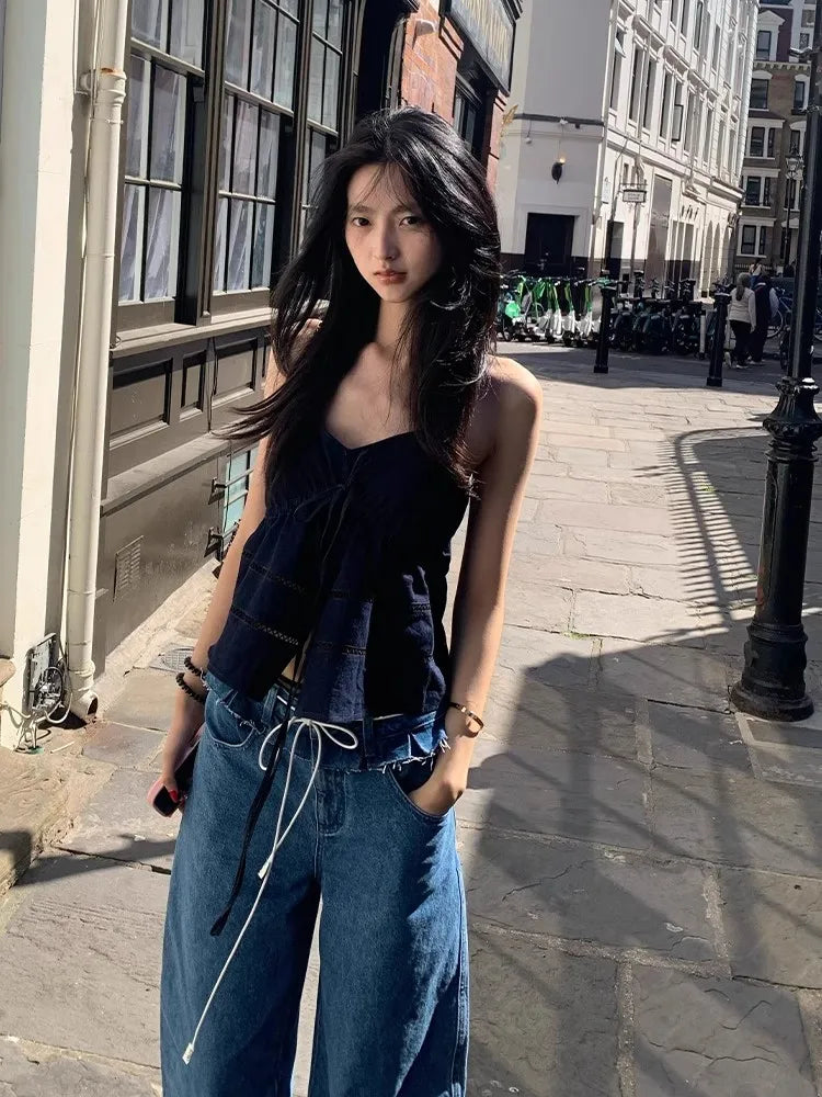 Navy Cut-Out Y2K Cami