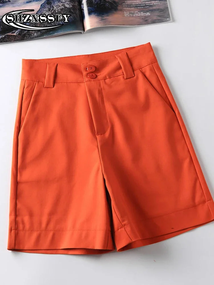 Women's High Waist Linen Shorts