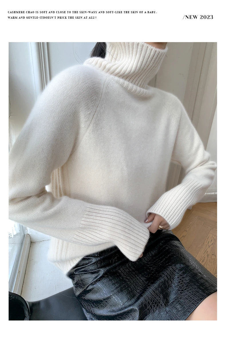 Women's Loose Turtleneck Cashmere Sweater