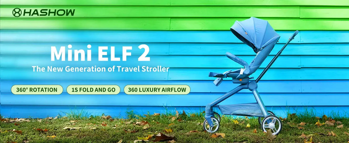 Baby Travel Stroller Mini ELF 2 by Hashow, lightweight, foldable, with 360 rotation and luxury airflow for ages 0-2.