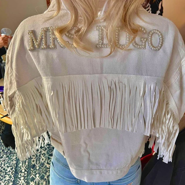 Personalised Pearl Denim Jacket for Bachelorette Party
