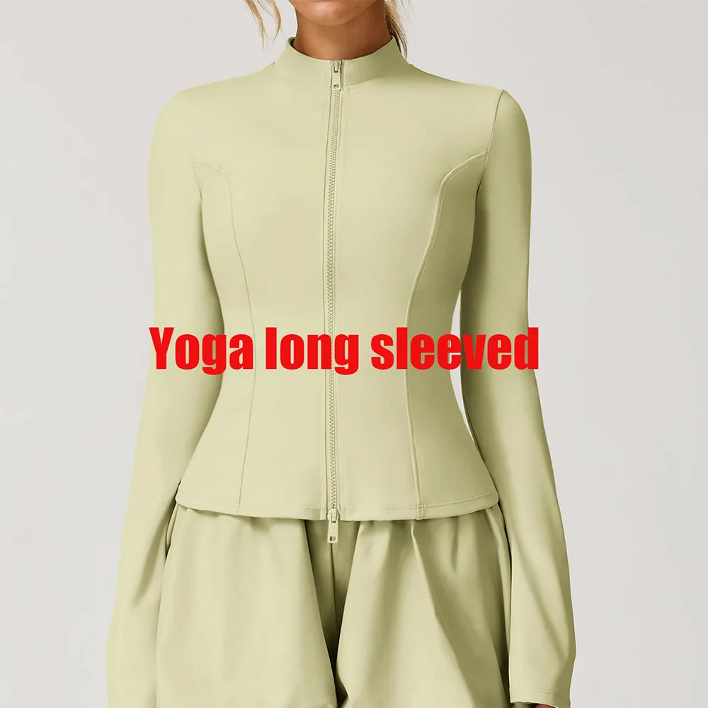 Women's Standing Collar Long Sleeve Yoga Jacket – Summer Training Top