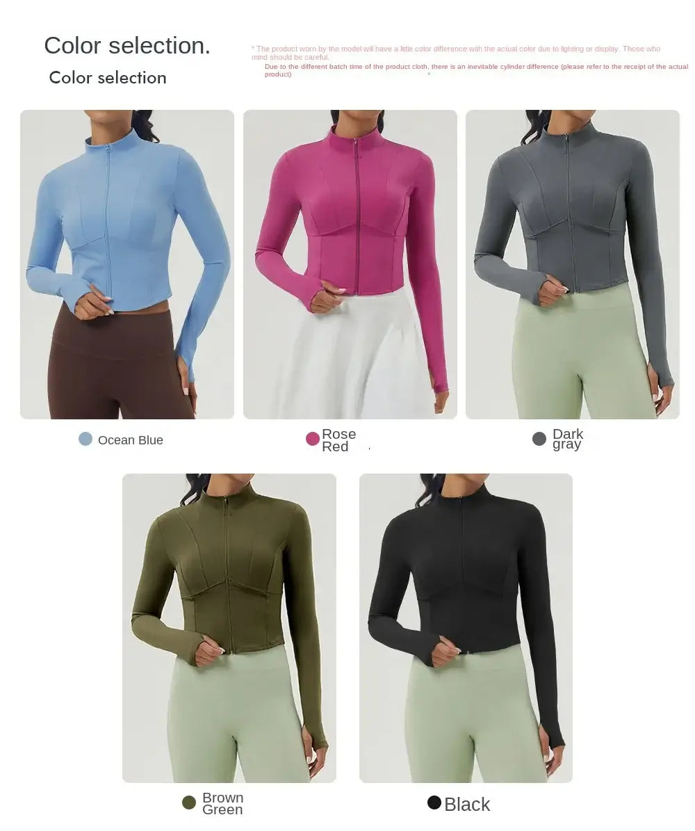 سترة يوجا نسائية بسحاب وقصة ضيقة