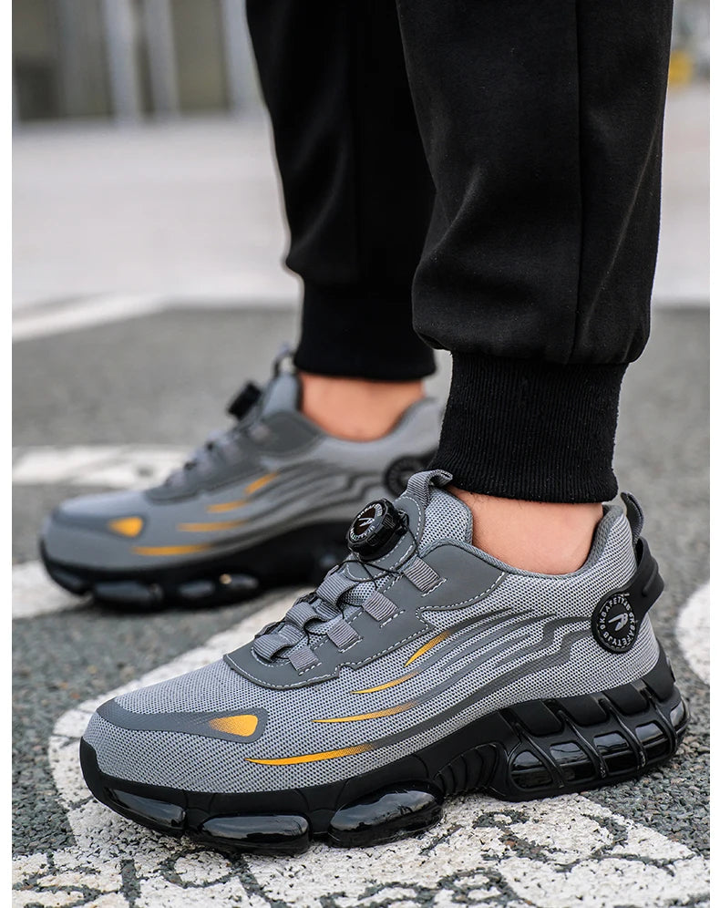 أحذية رياضية رجالية آمنة بأزرار دوارة