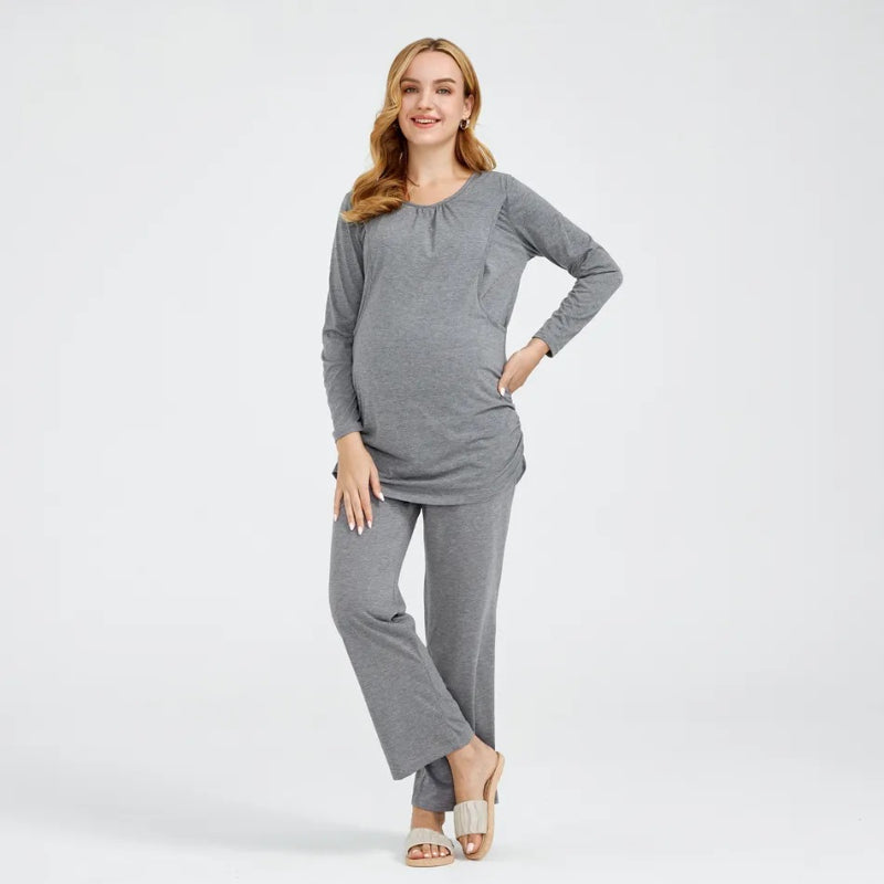 Long Sleeve Nursing Maternity Pajamas