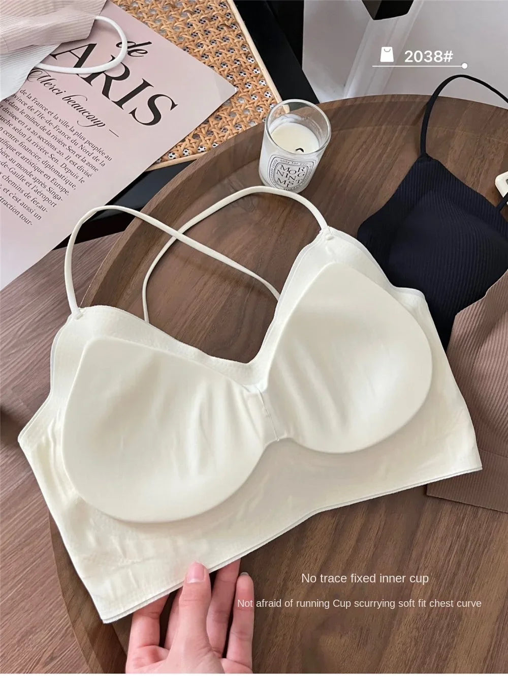 CrossForm™ padded backless tank top in soft white, featuring no trace fixed inner cup design, ideal for summer wear.