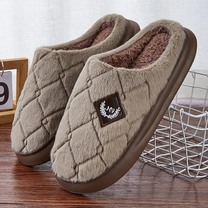 Men Winter Warm Plush Non-Slip Slippers