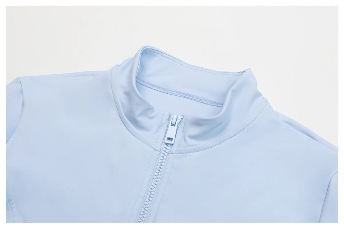 Women's Standing Collar Long Sleeve Yoga Jacket – Summer Training Top