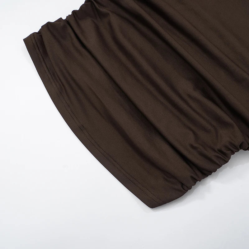 One-Shoulder Beaded Ruched Tank Top