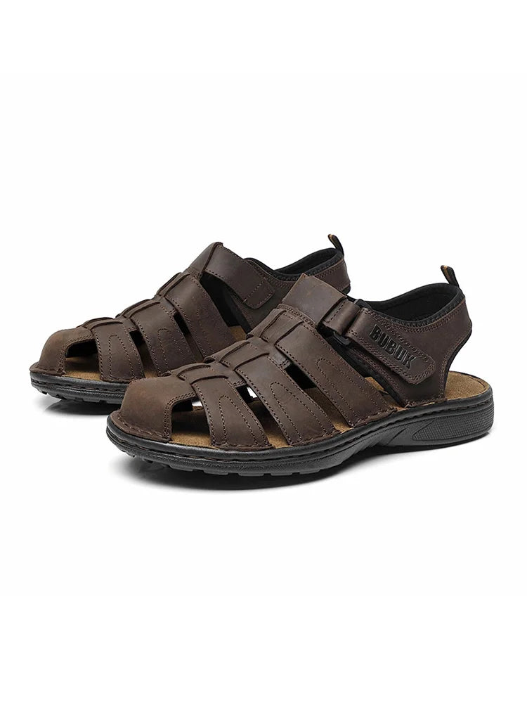 Men Cowhide Leather Beach Sandals