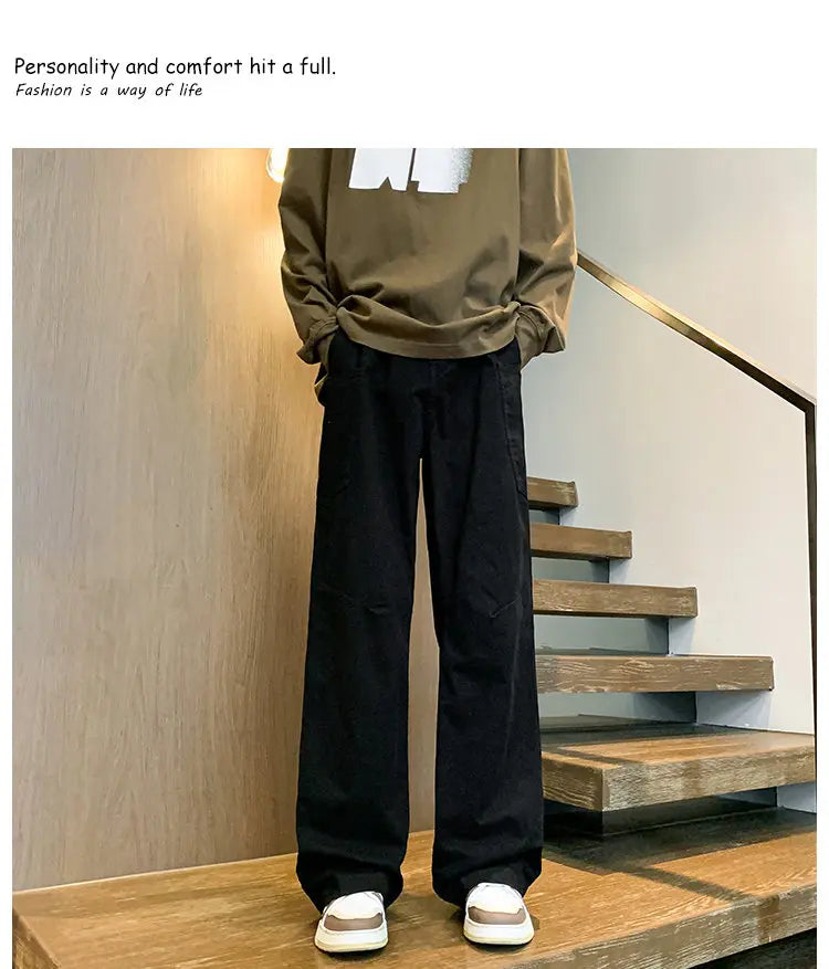 بنطلون كارغو رجالي واسع من قماش الشارع