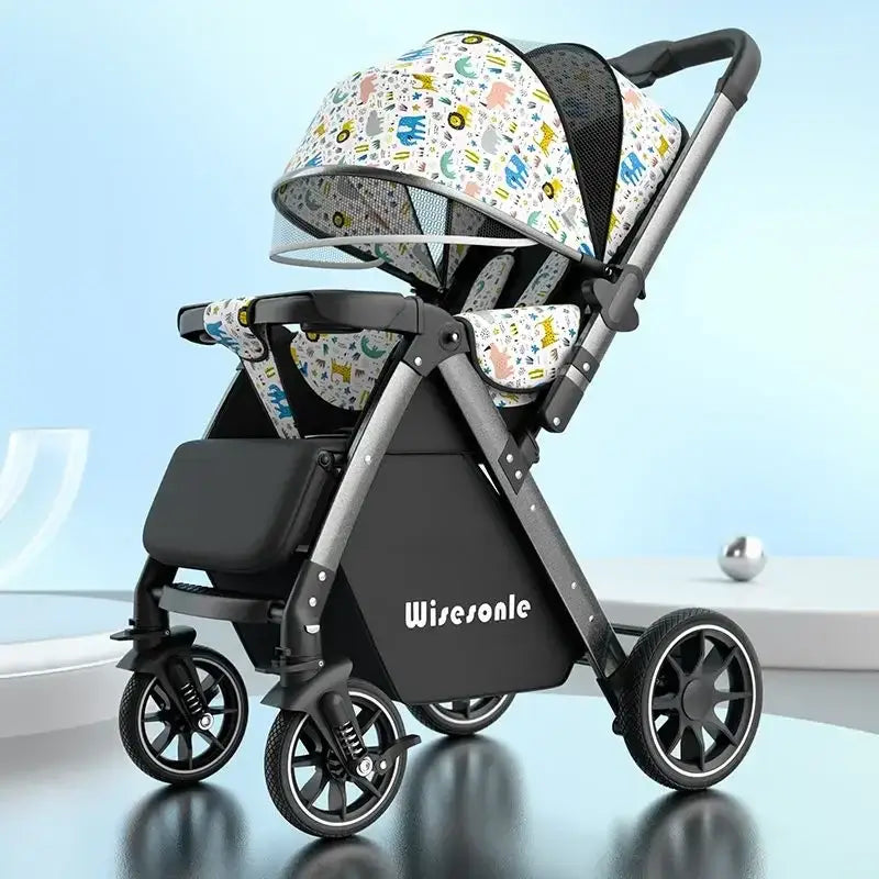 Lightweight high landscape baby stroller with colorful fabric, 3C certified, foldable design from Wisconle.