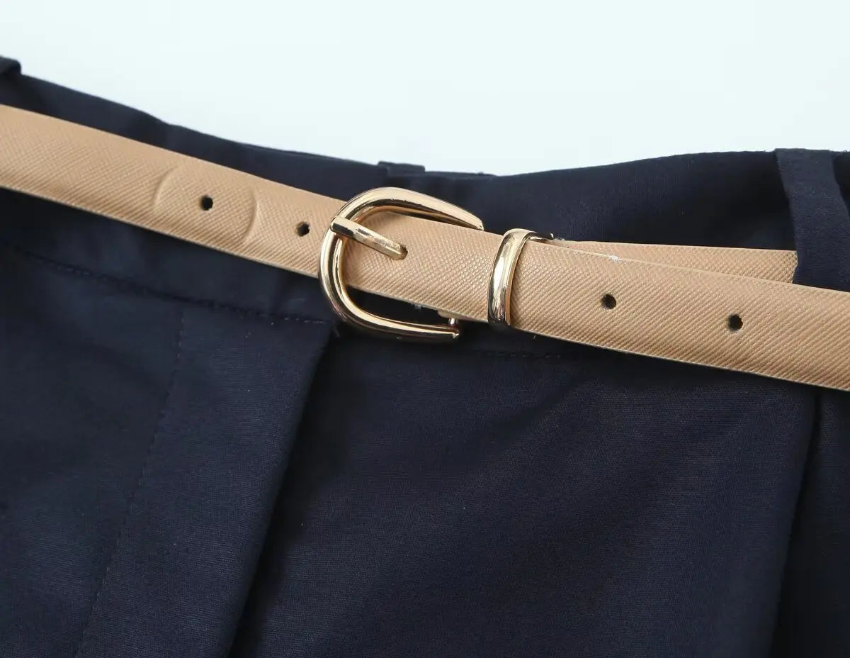 Women's Belted Pleated Wide Shorts