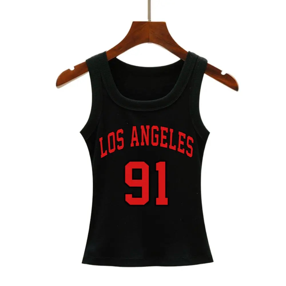 Los Angeles Print Ribbed Knit Tank Vest