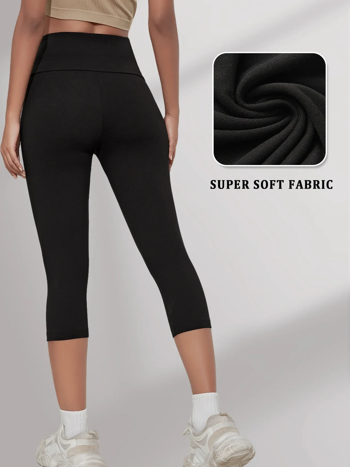 مجموعة من 3 بنطلونات يوجا كابري عالية الخصر للنساء