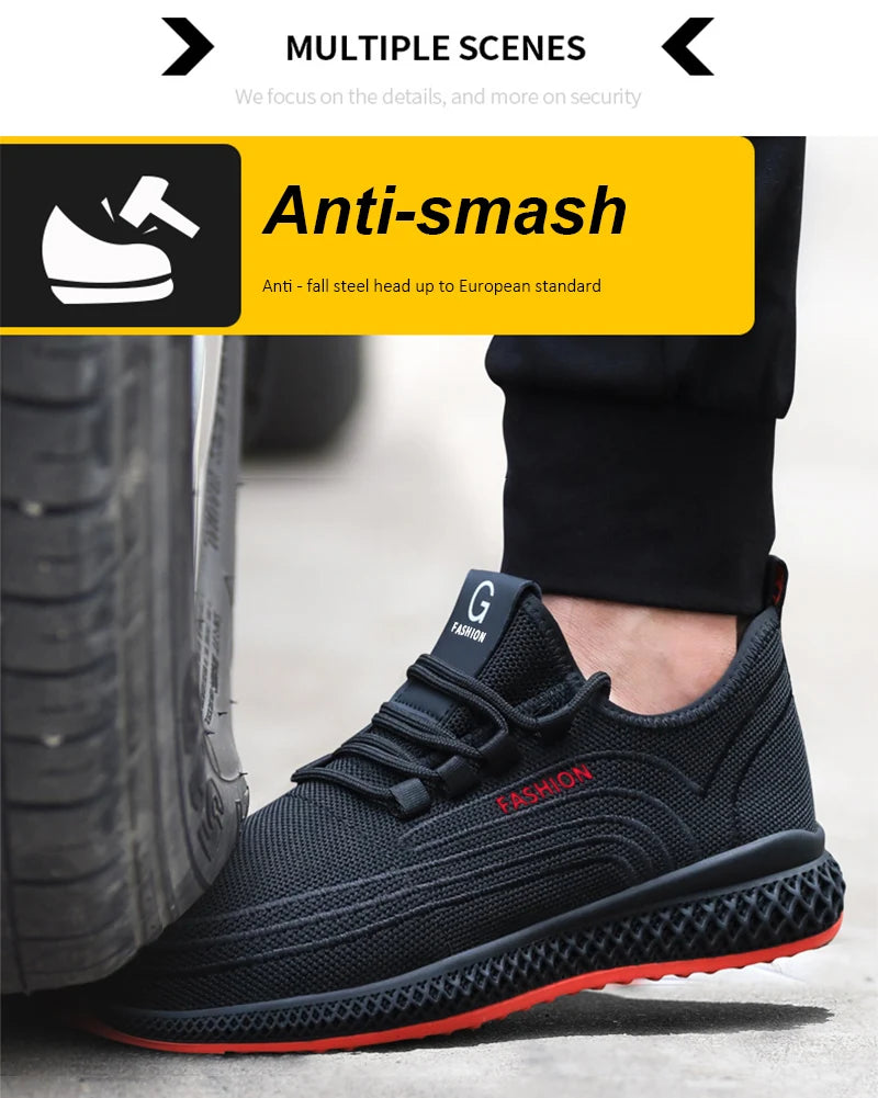 حذاء رياضي خفيف الوزن من Manlegu Air Mesh للسلامة